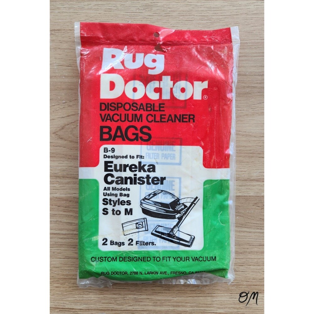 Rug Doctor B-9 Vintage Eureka Canister Style S to M Vacuum Bags 2 bags 2 filters